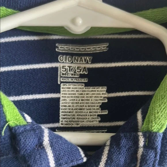 ✨Old Navy Blue and Green Striped Polo Shirt - Picture 3 of 3